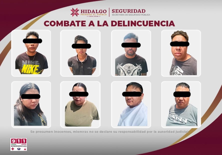 Capturan en Tizayuca a ocho presuntos asaltantes de transportistas | Foto: SSPH