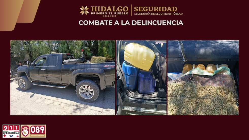 Aseguran a dos personas con mil 200 litros de hidrocarburo en Ixmiquilpan