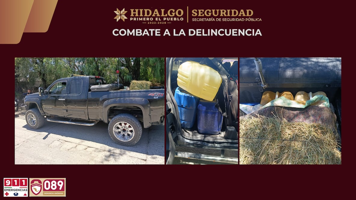 Aseguran mil 200 litros de hidrocarburo en Ixmiquilpan | Fotos: SSPH