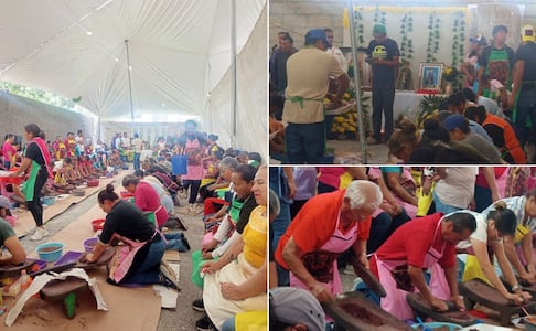 Cientos de personas participan en la tradicional “molienda del cacao” en San Nicolás Ixmiquilpan