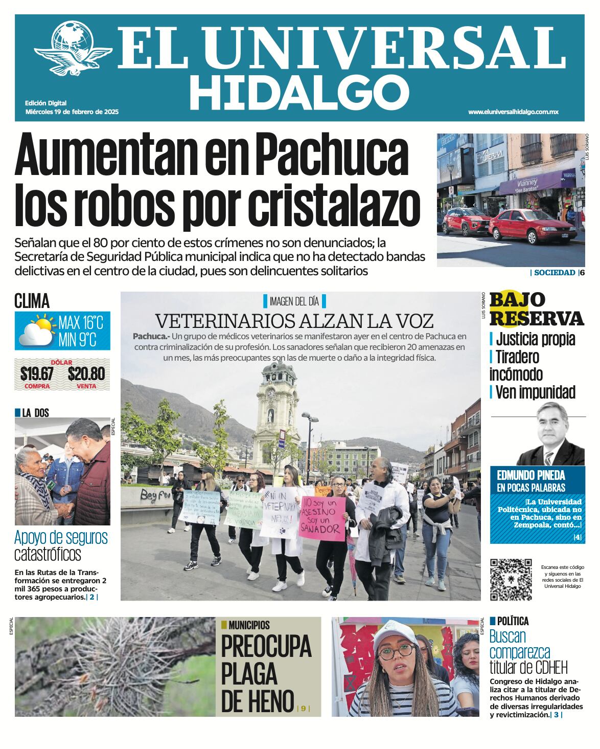 Portada El Universal Hidalgo 19/02/25