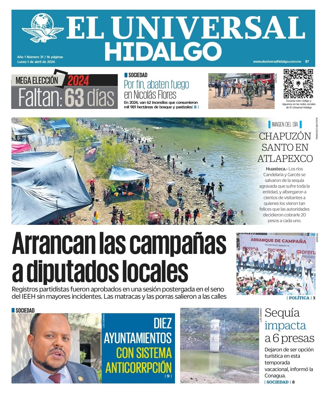 Portada El Universal Hidalgo 010424