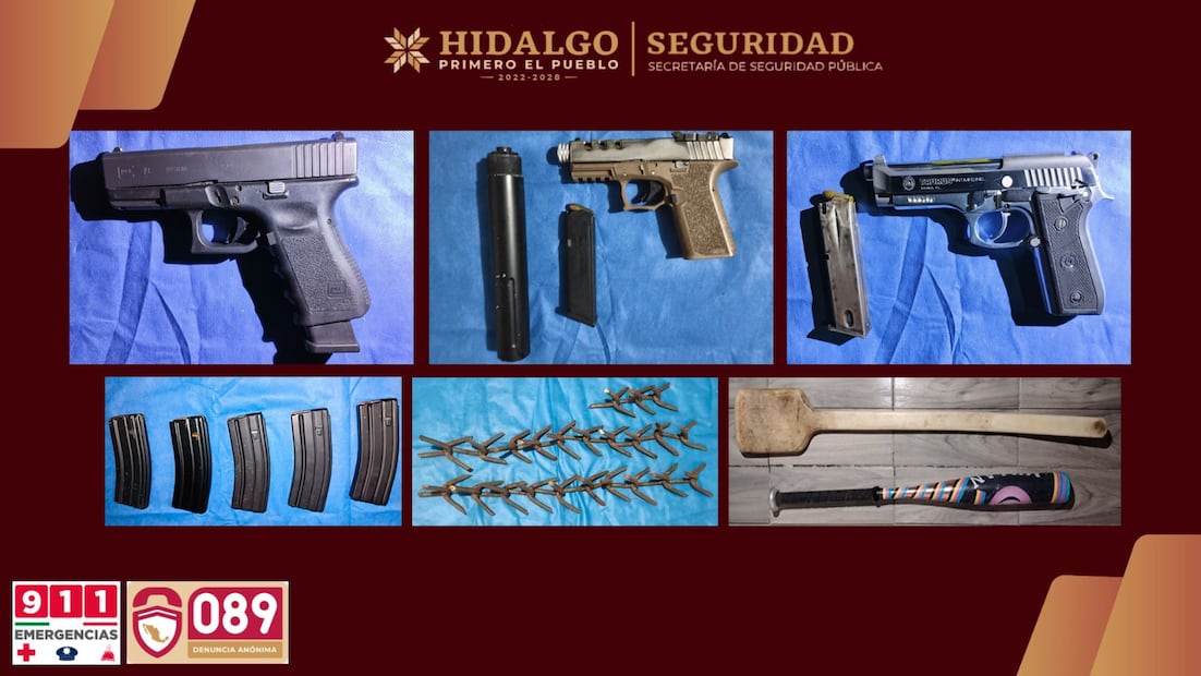 Cateo en Ciudad Sahagún deja detenidos, armas y droga asegurada | Fotos: SSPH