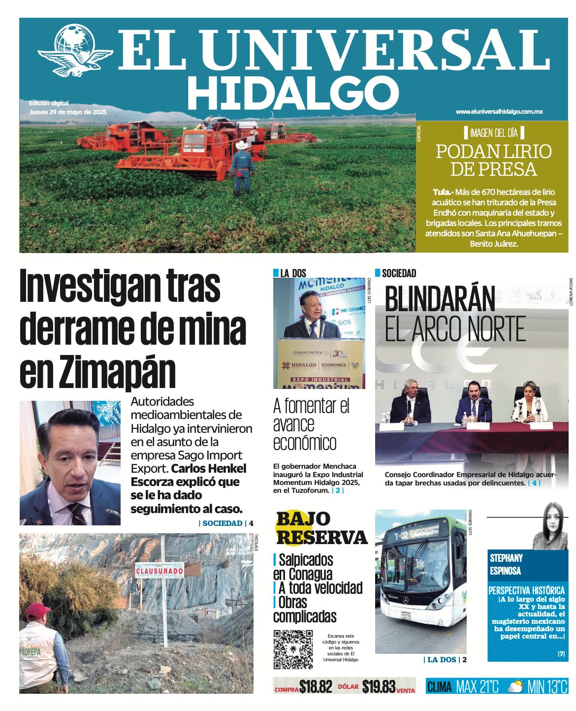 Portada El Universal Hidalgo  290525