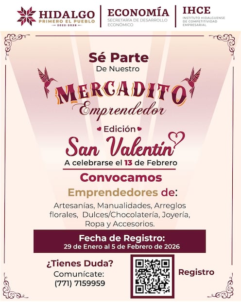 Invitan a emprendedores hidalguenses a participar en la segunda edición del Mercadito Emprendedor | Facebook: Instituto Hidalguense de Competitividad