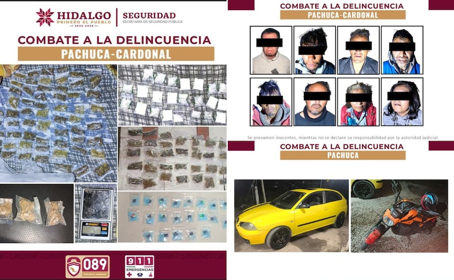 SSPH desmantela dos puntos de narcomenudeo y detiene a ocho personas en Hidalgo