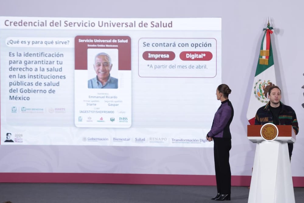 La presidenta de México, Claudia Sheinbaum, en su conferencia de este martes 20 de enero de 2026 en Palacio Nacional. Asisten: Titular de Salud, David Kershenobich, Eduardo Clark subsecretario de Integración Sectorial y Desarrollo de Salud, Ariadna Montiel secretaria del Bienestar. Foto: Agencia EL UNIVERSAL/Carlos Mejía/LCG