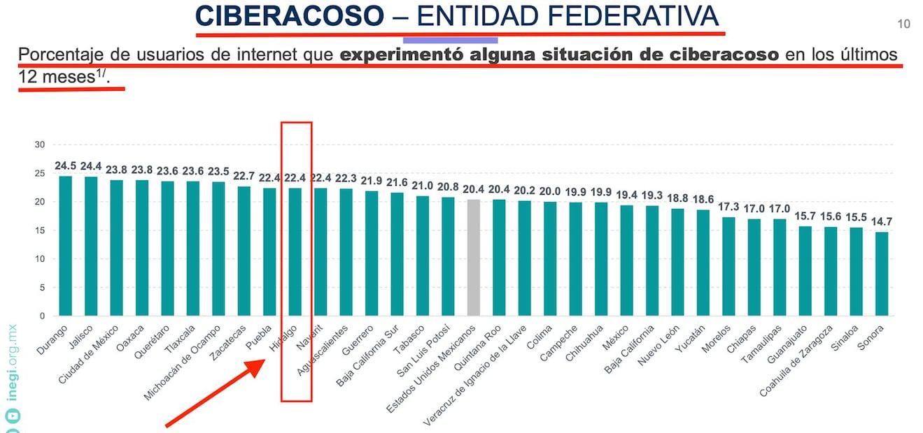 Ocupa Hidalgo décimo lugar en ciberacoso: INEGI | Captura de pantalla