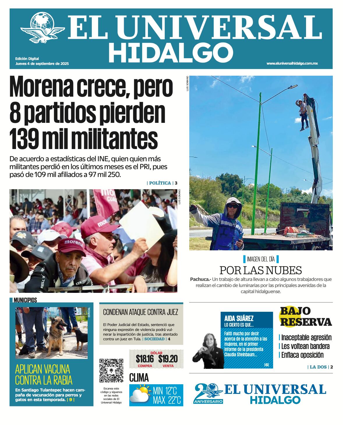 Portada El Universal Hidalgo 4/9/25