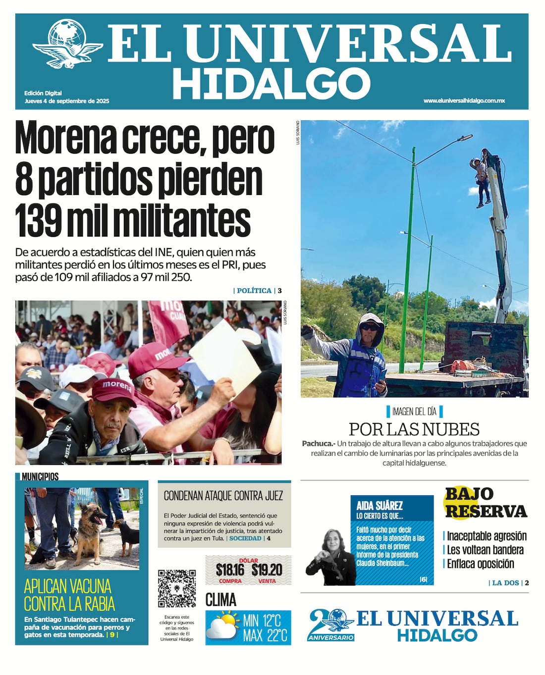Portada El Universal Hidalgo 4/9/25