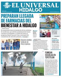 Portada El Universal Hidalgo 26/8/26