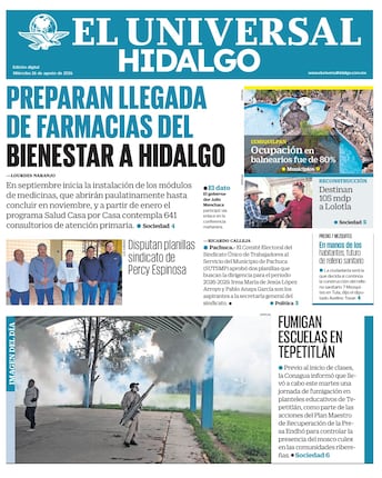 Portada El Universal Hidalgo 26/8/26