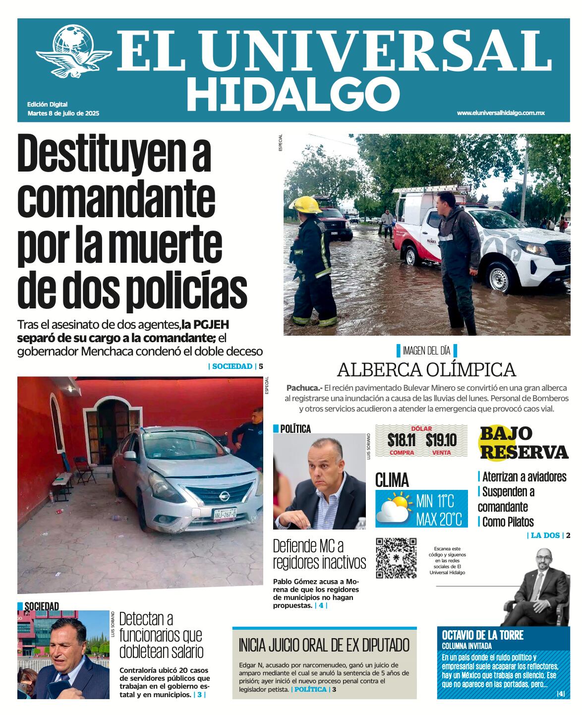 Portada El Universal Hidalgo 080725