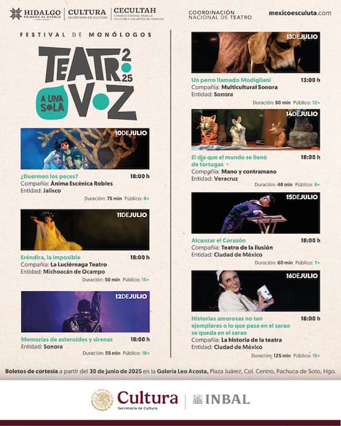 Hidalgo se une por primera vez al Festival Nacional de Monólogos “Teatro a Una Sola Voz” | Cortesía: Cultura Hidalgo