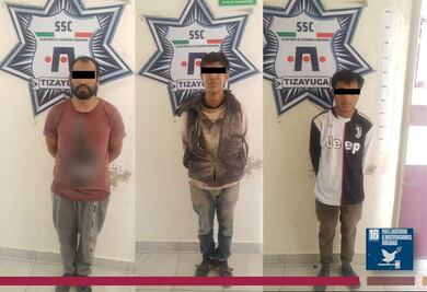 Detienen a 3 tras robo de motocicletas en corralón de Tizayuca