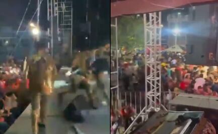 Integrantes de La Arrolladora Banda El Limón sufren gran susto durante carnaval en Tabasco; militar realiza disparos al aire durante riña 