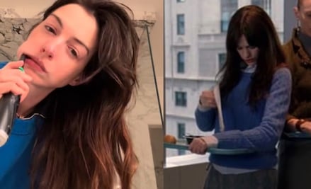 Anne Hathaway regresa al set de "El Diablo Viste a la Moda 2"… y el suéter cerúleo también