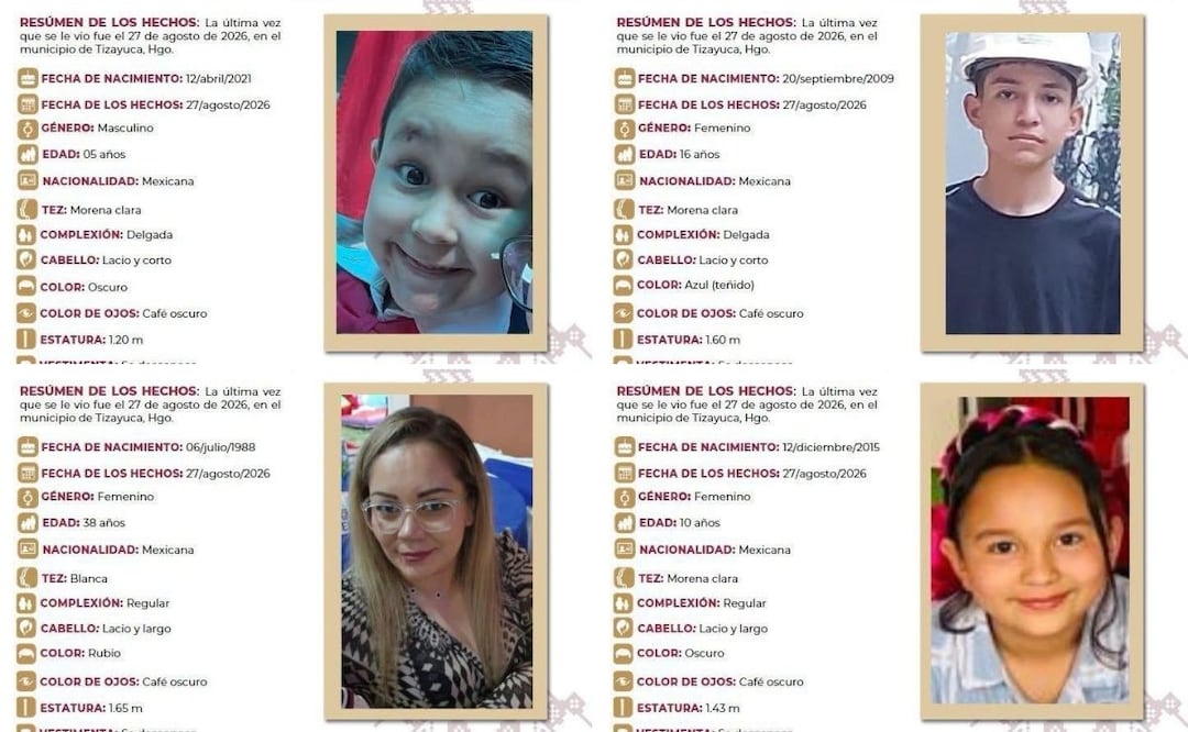 Desaparece familia en Tizayuca, autoridades emiten fichas de búsquedas
I Foto: Especial