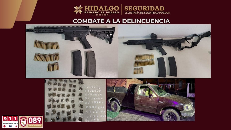 Detienen a dos presuntos generadores de violencia con armas y droga en Zempoala