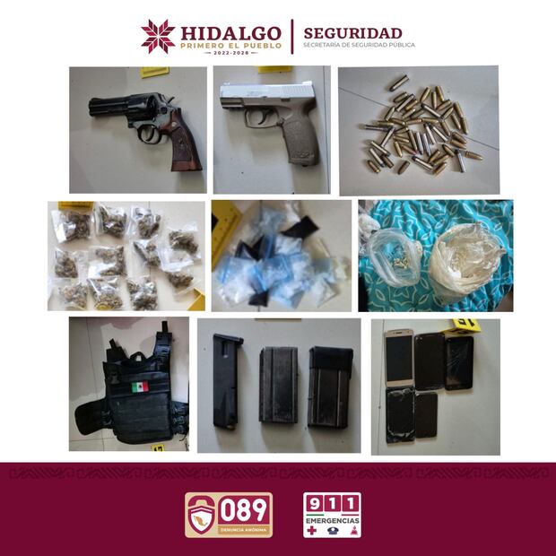 Decomisan más de 350 dosis de drogas y arsenal en operativo en Tula de Allende | Fotos: SSPH