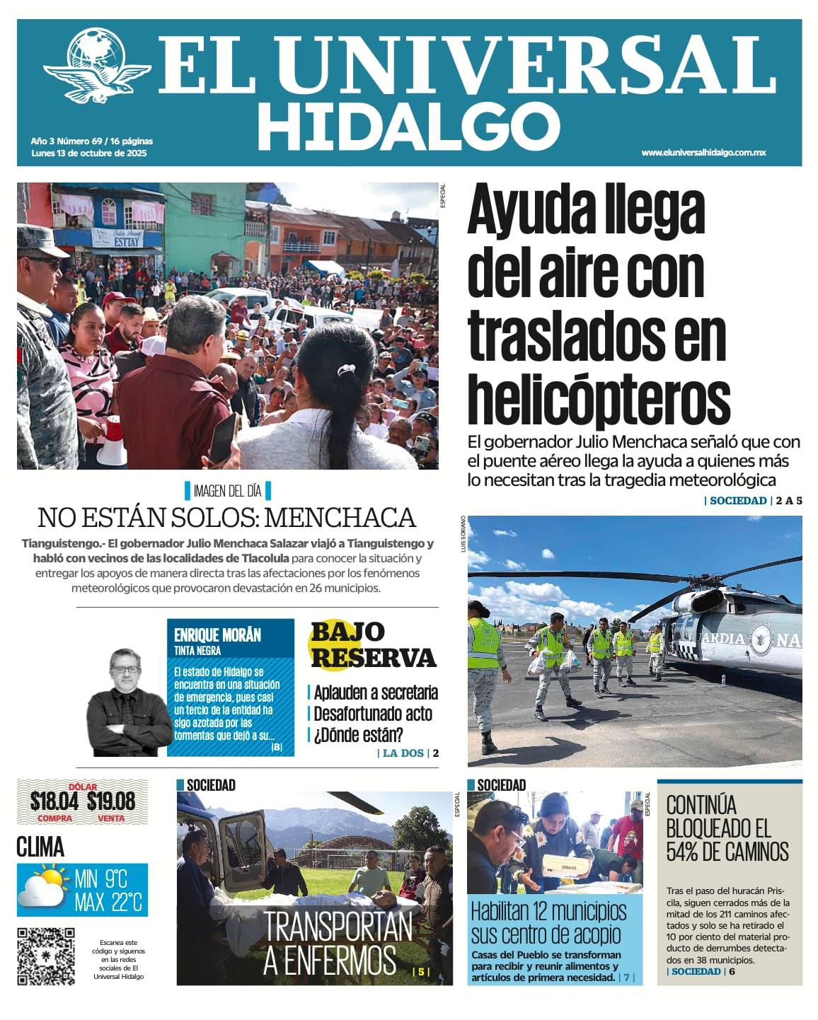 Portada El Universal Hidalgo 131025