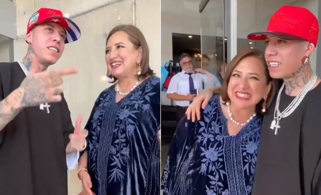 El pasado 13 de enero, la precandidata de la oposición compartió un video en TikTok, donde se le observaba platicando con el rapero | Capturas de video