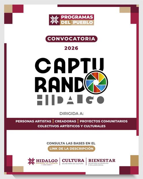 Abren convocatoria "Capturando Hidalgo 2026" para fotógrafos profesionales y aficionados | Facebook: Secretaría de Cultura de Hidalgo