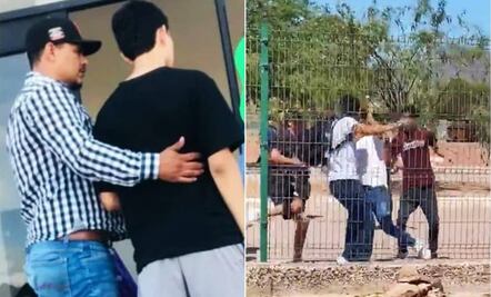 Padre entrega a su hijo involucrado en riña estudiantil en Sonora