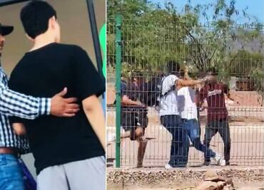Padre entrega a su hijo involucrado en riña estudiantil en Sonora