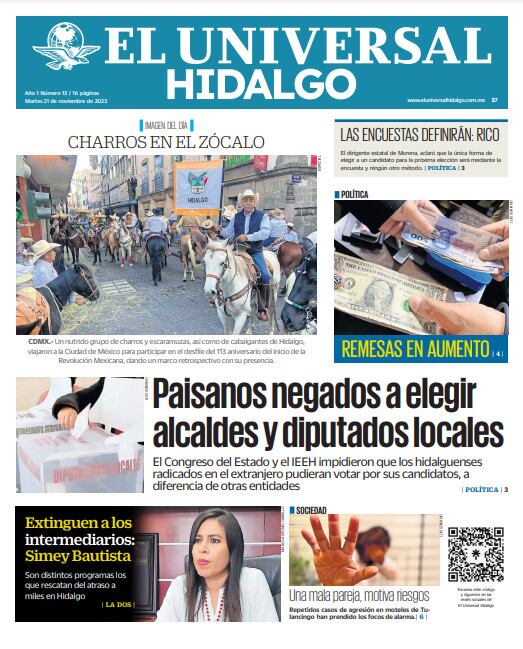 Portada El Universal Hidalgo 211123