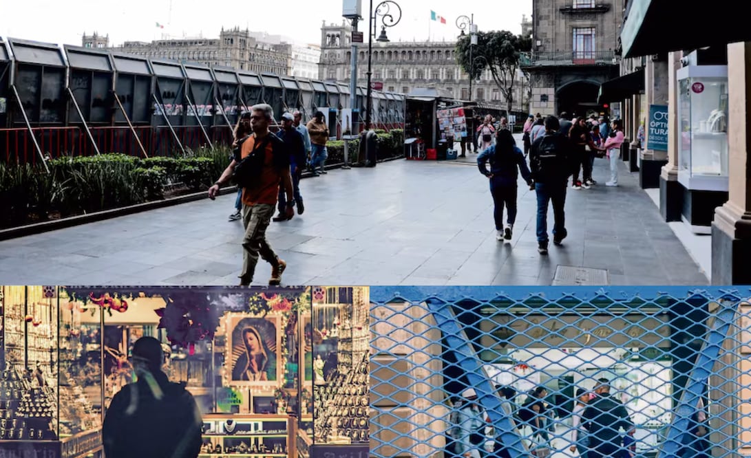 Desde febrero ha habido 26 marchas en las que los comercios del primer cuadro de la capital deben gastar en protección y seguridad extra. Fotos: Juan Boites y Osmar Alvarado / EL UNIVERSAL