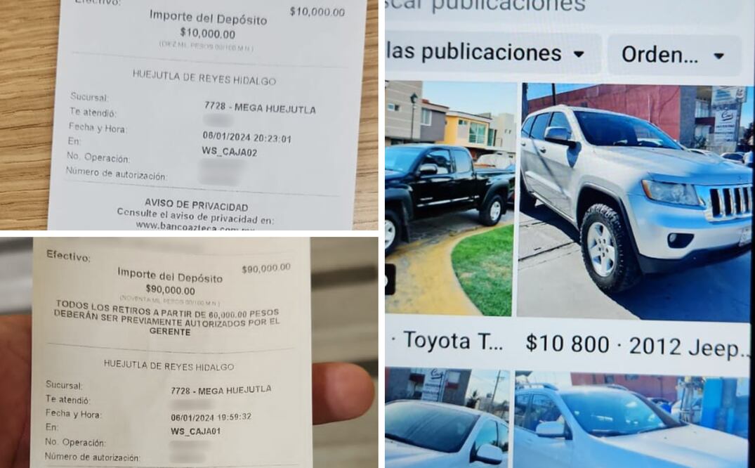 Un huejutlense fue estafado con cien mil pesos por una persona del estado de Veracruz, quien se hizo pasar como vendedor de autos.   La víctima depósito el dinero, pero no le entregaron el vehículo.