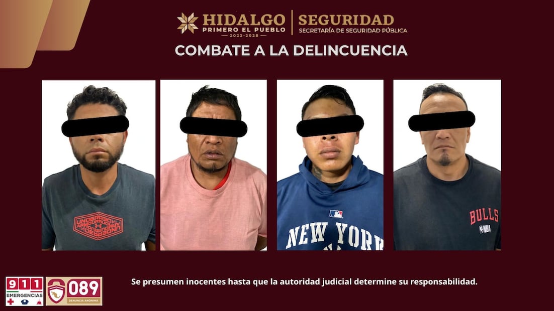 Detienen a cuatro presuntos asaltantes de transporte de carga en la México-Pachuca | Fotos: SSPH