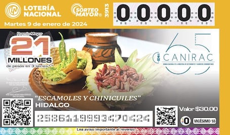 Gastronomía hidalguense luce en billete de Lotería Nacional