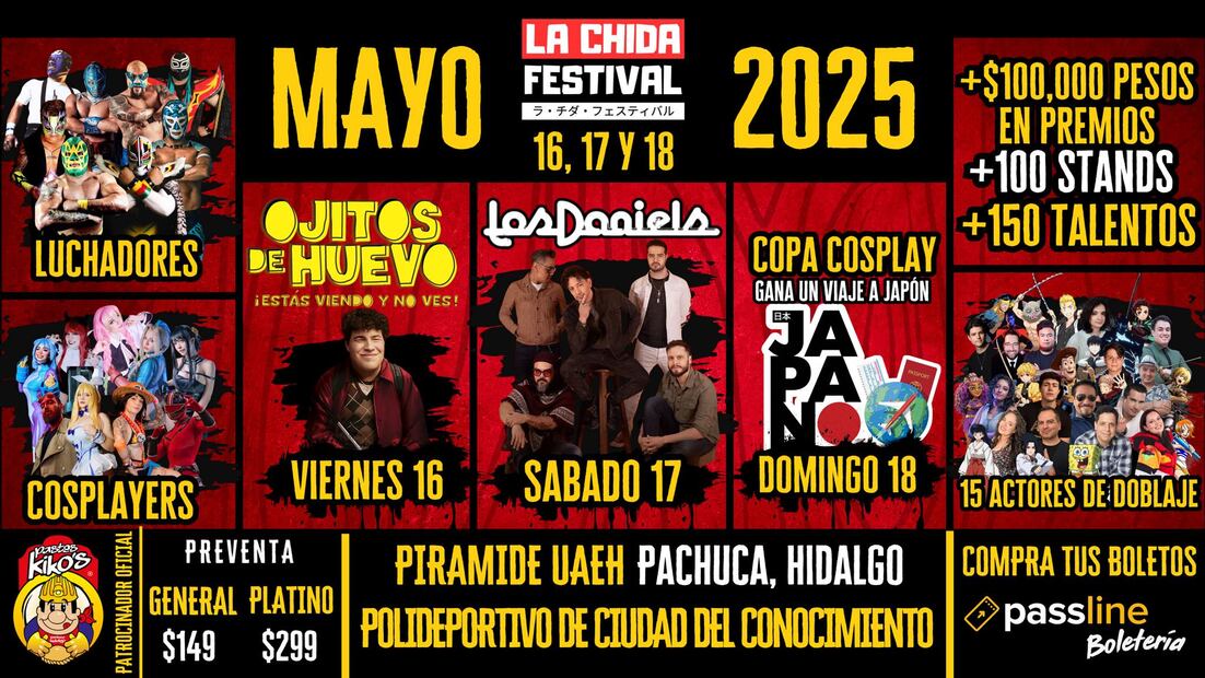 Festival La Chida: cultura pop, música y doblaje llegan a Pachuca en mayo | Facebook: La Chida