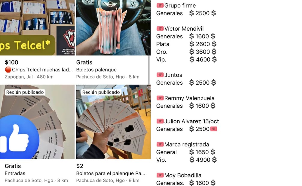 Reventa de boletos para el Palenque Pachuca 2026 arranca el primer día de ventas; sobreprecios llegan a 2 mil 300 pesos | Capturas de pantalla