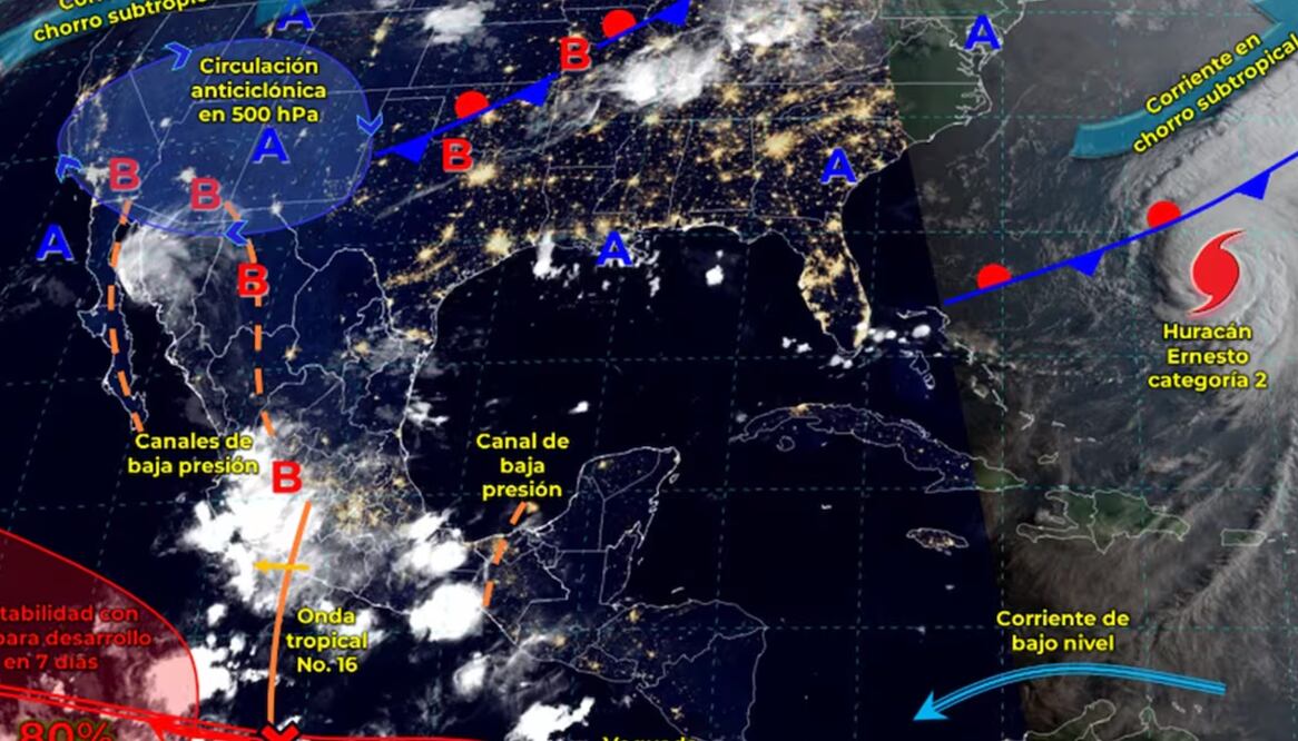 Clima para el 16 de agosto. Foto: Conagua