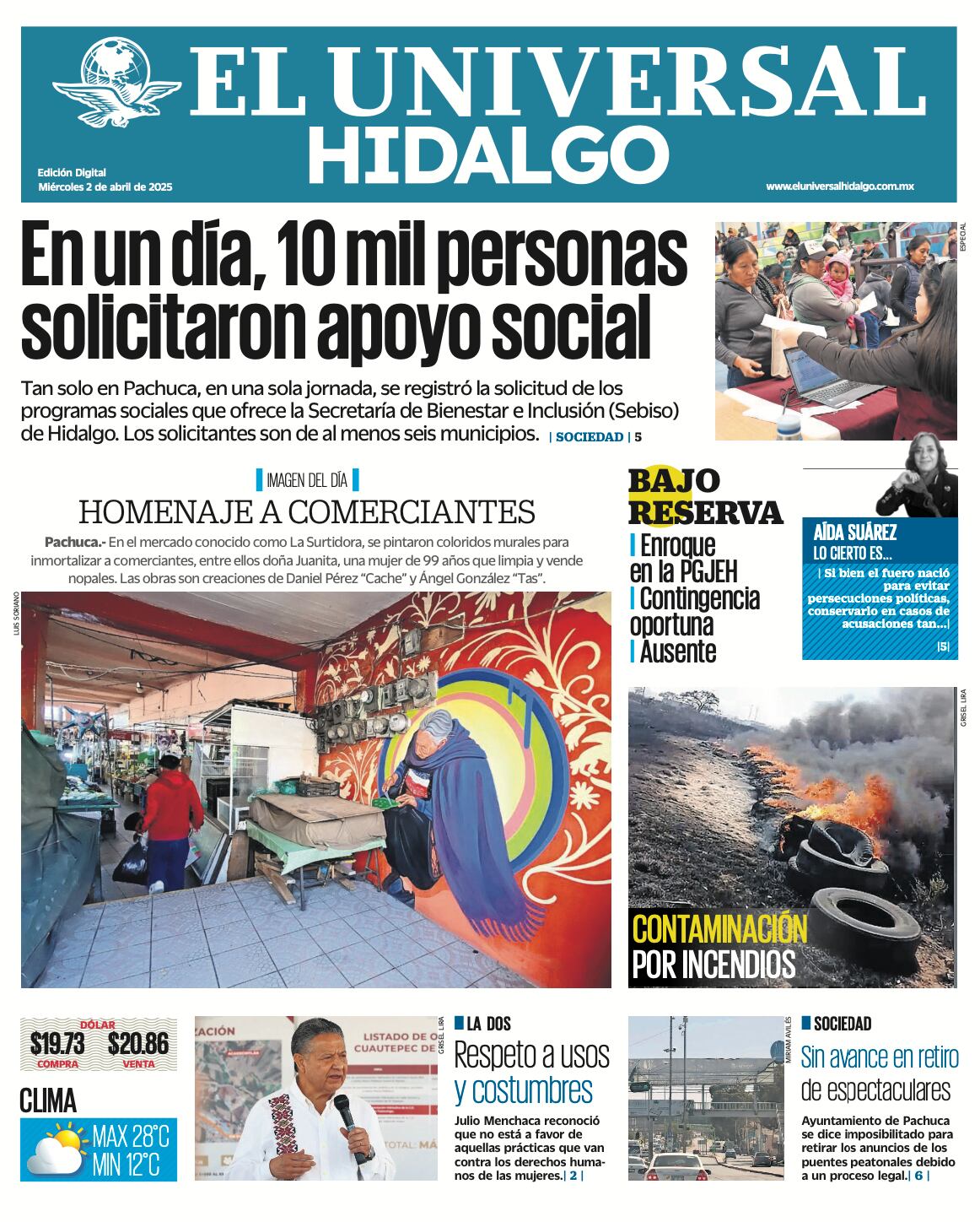 Portada El Universal Hidalgo 020425