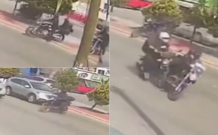 #Video Policía se sube a un camellón y provoca accidente vial en la Súper vía Colosio