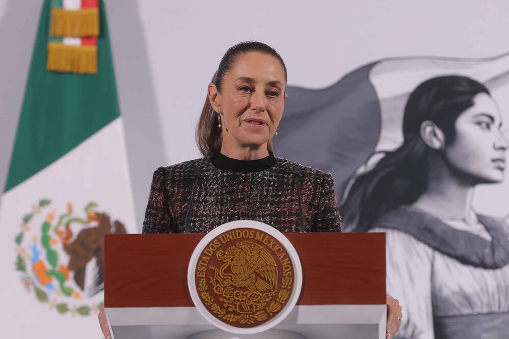 La presidenta Claudia Sheinbaum durante la conferencia matutina desde Palacio Nacional. Foto: Agencia EL UNIVERSAL/Gabriel Pano/RDB.