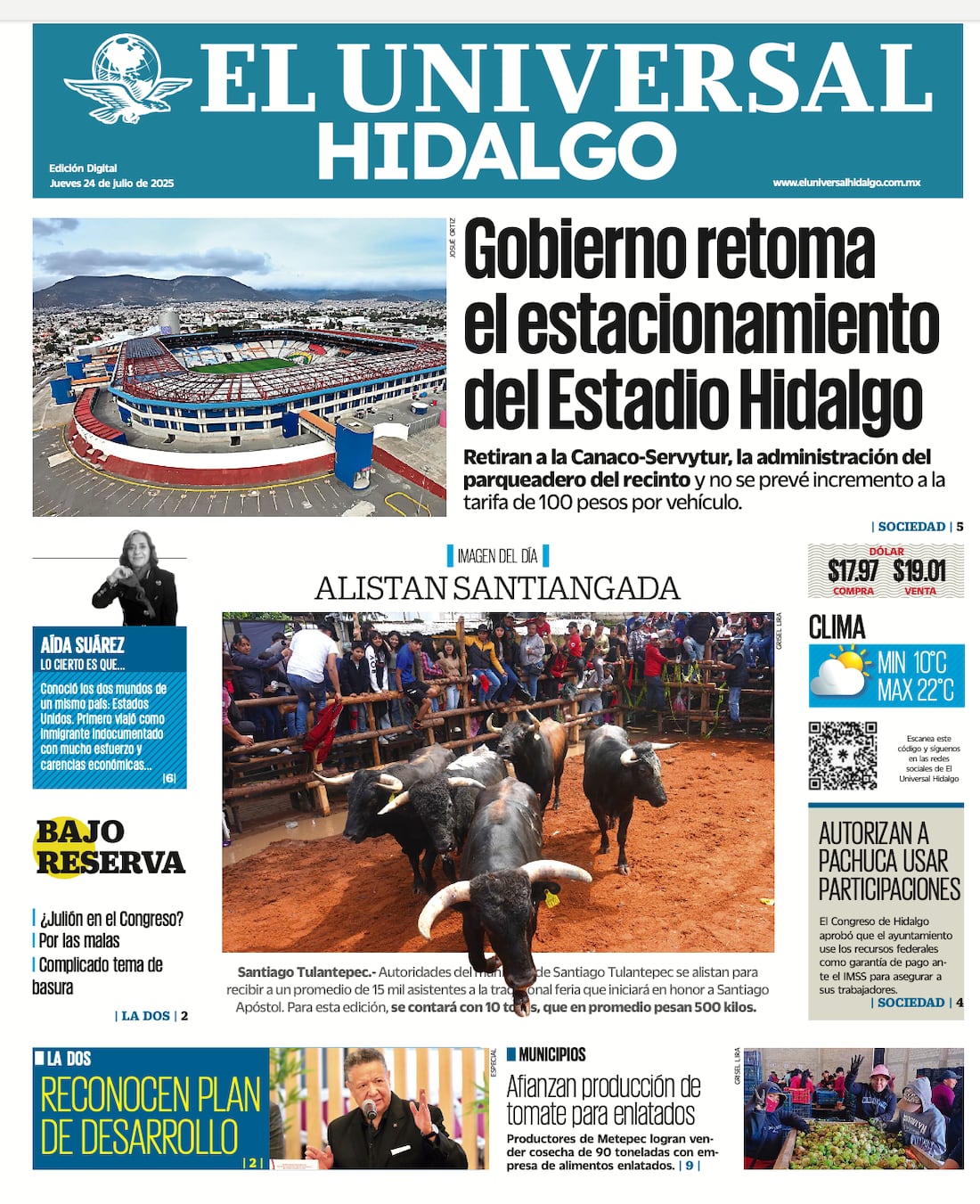 Portada El Universal Hidalgo 240725