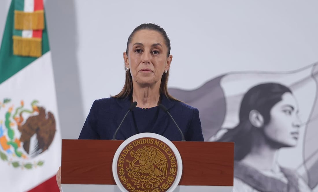 La presidenta Claudia Sheinbaum durante su conferencia matutina desde Palacio Nacional. Foto: Agencia EL UNIVERSAL/Gabriel Pano/RDB.