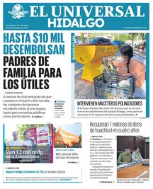 Portada El Universal Hidalgo 18/8/26
