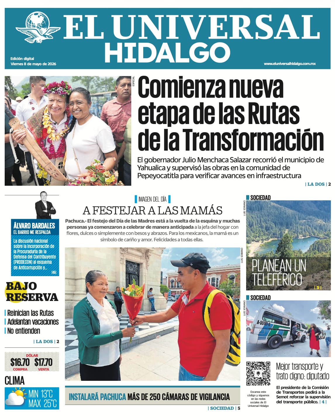 Portada EL Universal Hidalgo 8/5/26