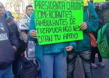 Comerciantes de Tizayuca protestan en Palacio Nacional contra abusos municipales