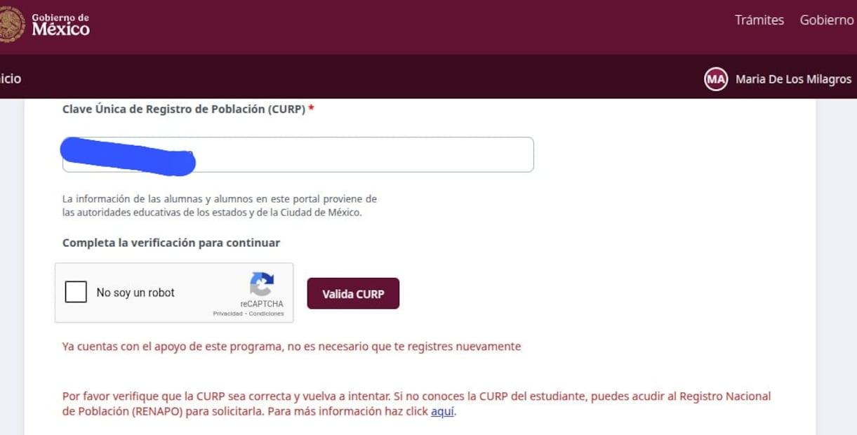 Cierra el 19 de marzo registro para la Beca Rita Cetina en primaria | Captura de pantallla