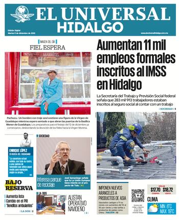 Portada El Universal Hidalgo 9/12/25