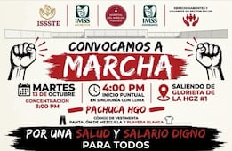 Trabajadores del IMSS convocan a nueva marcha en Pachuca este martes