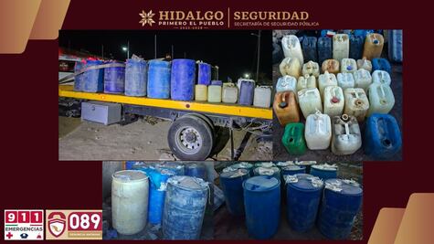 Aseguran más de 2 mil litros de combustible en predio de Tepeapulco 