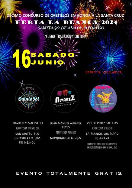 Santiago de Anaya celebrará su fiesta patronal con un espectáculo pirotécnico | Cortesía